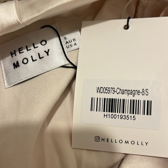 HELLO MOLLY SILLY GIRL VIBE LONG SLEEVE SATIN MINI DRESS CHAMPAGNE - 4 - Picture 10 of 10